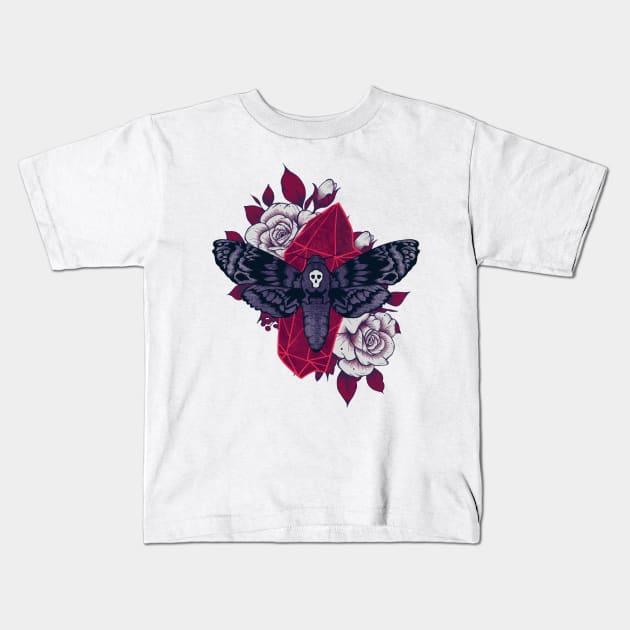 Death Moth Crystal Kids T-Shirt by Jess Adams